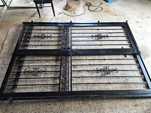 Black metal driveway gate - metal,