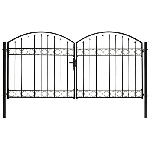 Black double garden gate - black,